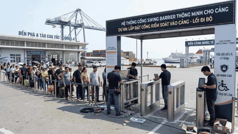 lắp cổng swing barrier cho bến cảng